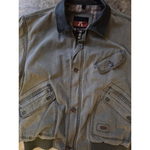 Kakadu Traders Australia Canvas Cotton Field Utility Jacket Leather Trim Mens M - Picture 3 of 7